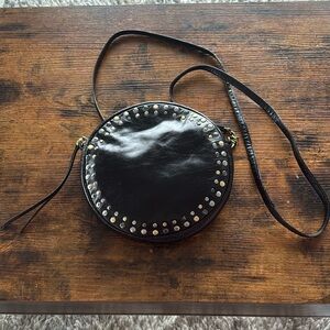 HOBO Black Leather Crossbody Bag with Studded Accents